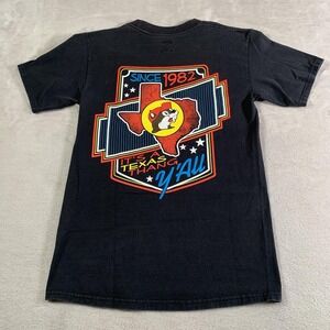 Buc-ee's Shirt Mens‎ Small Black Texas Beaver Logo Graphic Tee Hanes Beefy-T